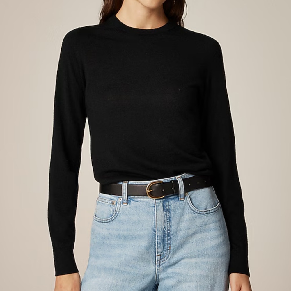 J.crew black fitted crewneck long sleeve sweater in merino wool sz small